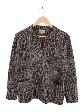 Intiwara Alpaca Full Zip Sweater Knit Brown Textured Pattern Women's Size Large